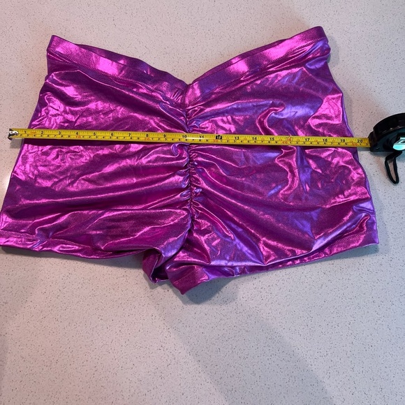 NWT SKIMS METALLIC SWIM V-WAIST SHORT DRAGON FRUIT Purple Kim Kardashian Rave - Picture 7 of 9